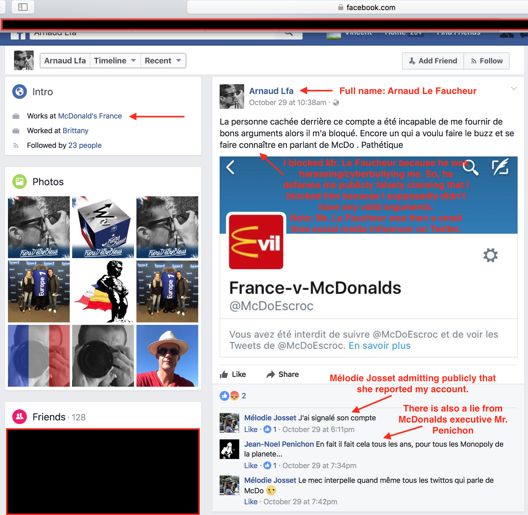 Josset states she reported my account